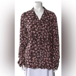 Allsaints Women's Pink and Black Patterned Top